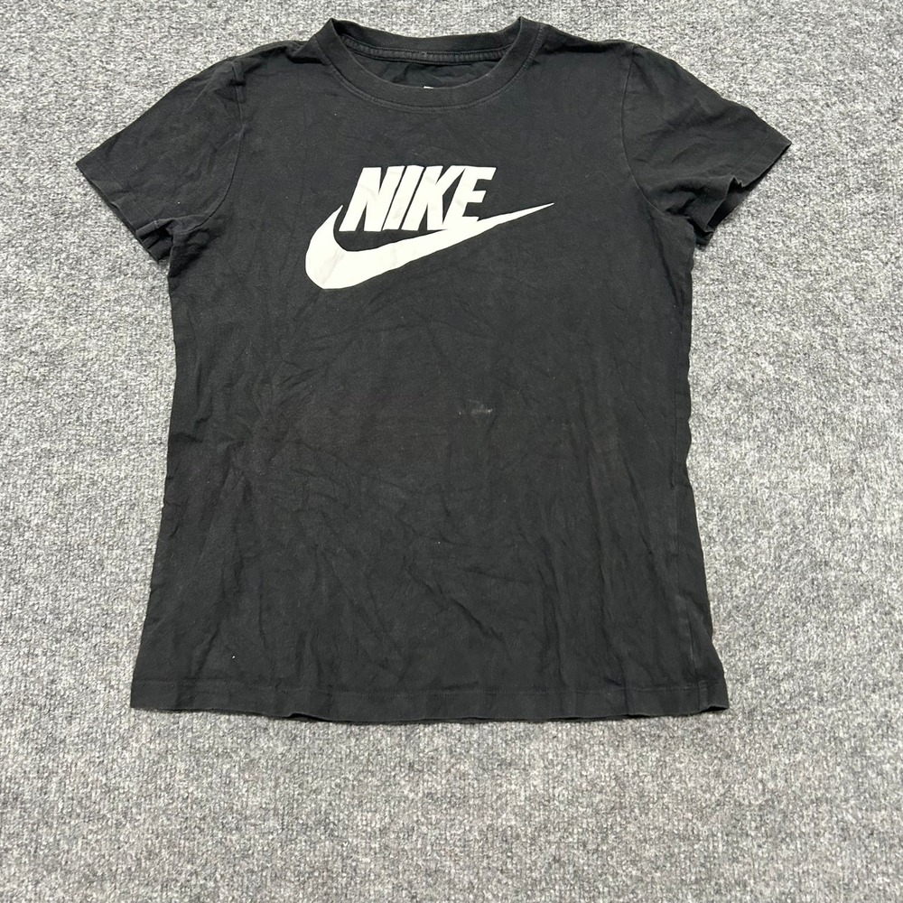 Nike T-Shirt Womens Size S Black Graphic Short Sleeve Crewneck Athletic Cotton